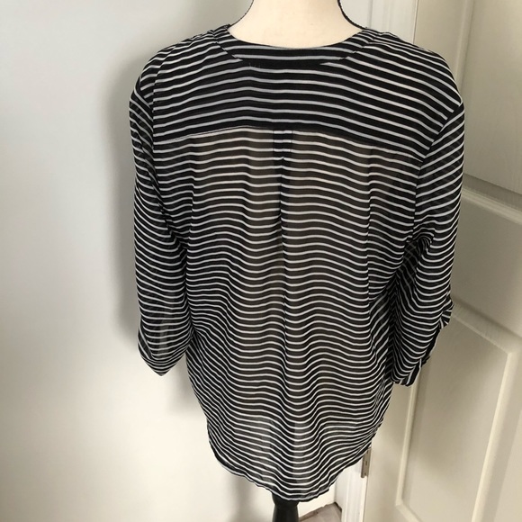 Covington semi-sheer black striped blouse ๐ L - Picture 5 of 5